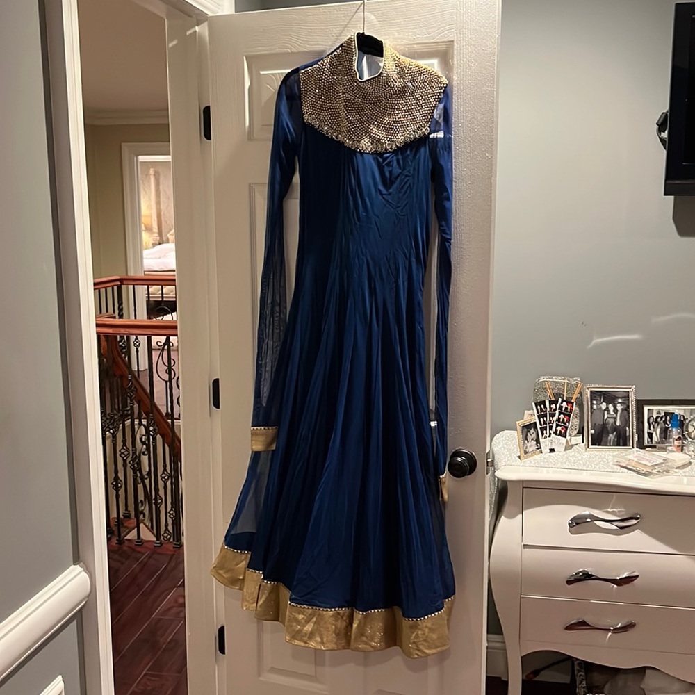 blue anarkali suit
